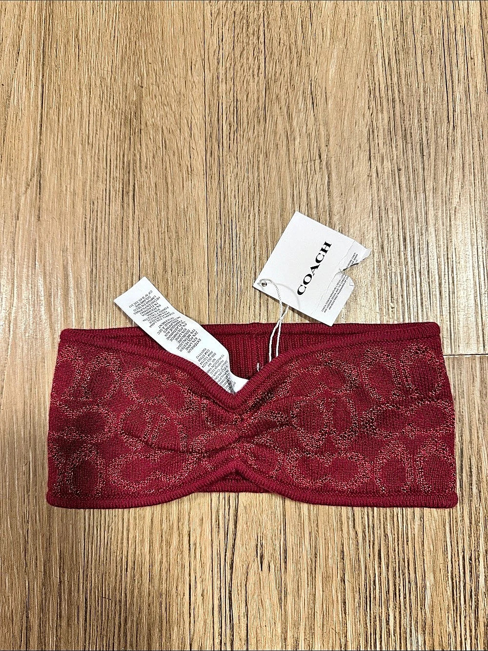 Coach SIG LRX WLNT HDBD Jacquard Headband in Red NWT